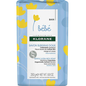 KLORANE SAVON SURGRAS DOUX CALENDULA APAISANT – BÉBÉ – PEAU NORMALE – VISAGE ET CORPS 250 G