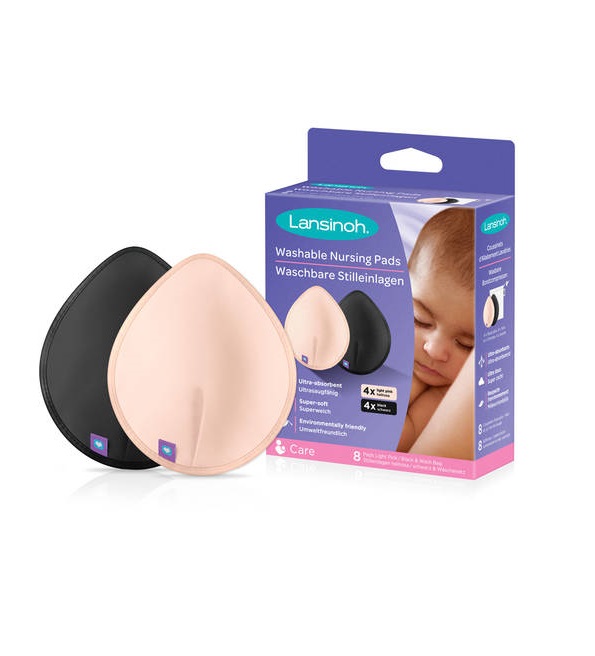 LANSINOH COUSSINETS D’ALLAITEMENTS LAVABLES « ROSE/NOIR » 8 PADS