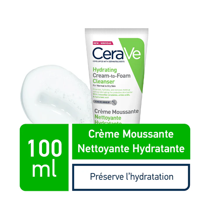 CERAVE CRÈME MOUSSANTE NETTOYANTE HYDRATANTE PEAU NORMALE À SÈCHE | 100 ML