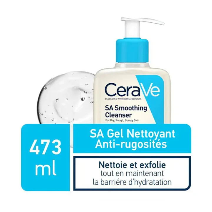 CERAVE SA GEL NETTOYANT ANTI-RUGOSITÉS | PEAU SÈCHE ET RUGUEUSE | 473 ML