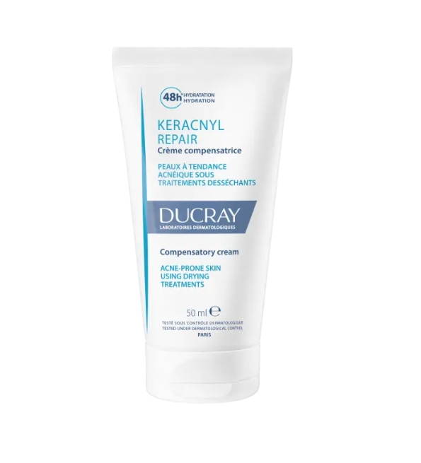 DUCRAY CRÈME VISAGE COMPENSATRICE DU DESSÈCHEMENT CUTANÉ INDUIT PAR UN TRAITEMENT ANTI-ACNÉIQUE ORAL KERACNYL REPAIR CRÈME 50 ML