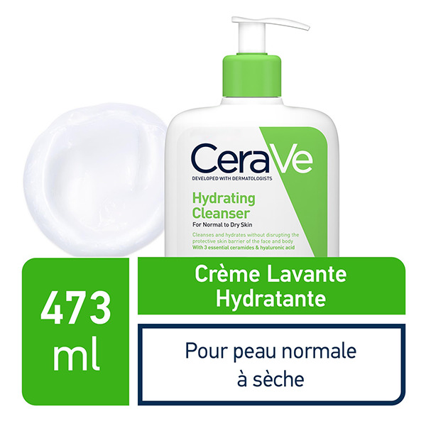 CERAVE CRÈME LAVANTE HYDRATANTE PEAU NORMALE À SÈCHE | 473 ML