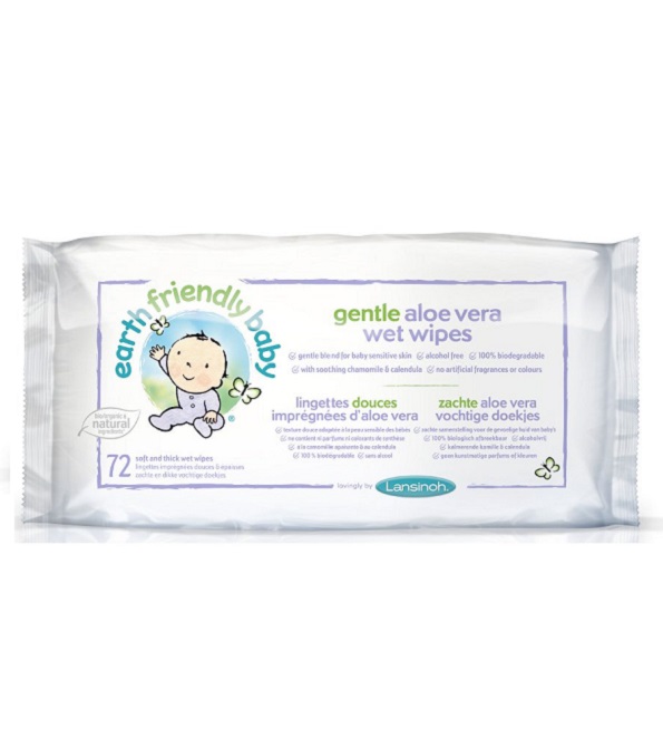 LANSINOH LINGETTES ALOE VERA BIODÉGRADABLES 72 PIÈCES